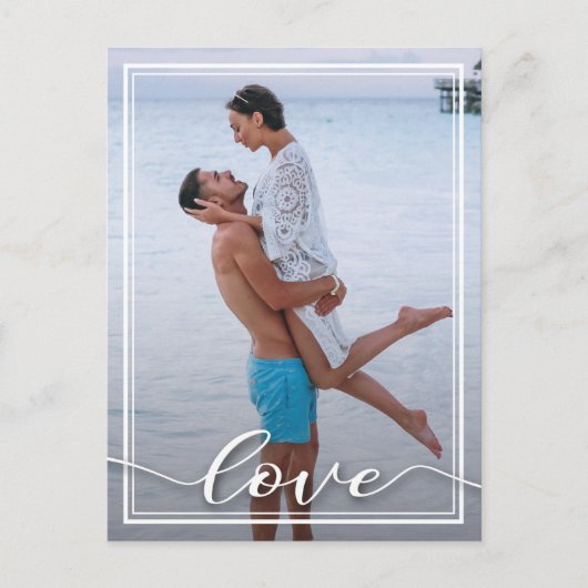 Carte Postale Faire-part LOVE Script Mariage Photo Enregistrer la date (Devant)
