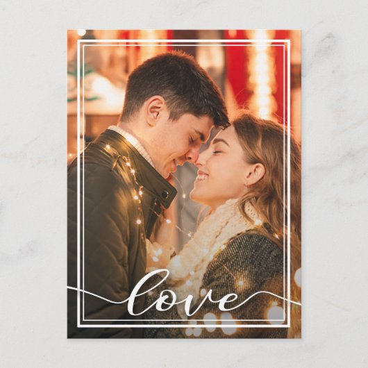 Carte Postale Faire-part LOVE Script Mariage Photo Enregistrer la date (Devant)