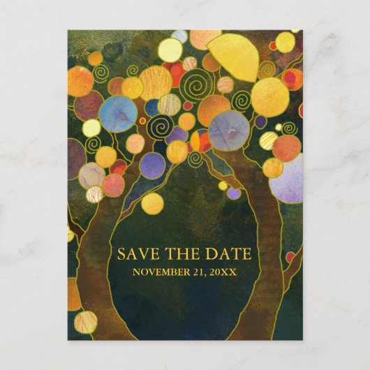 Carte Postale Faire-part Love Trees Mariage rustique Enregistrer la date (Devant)