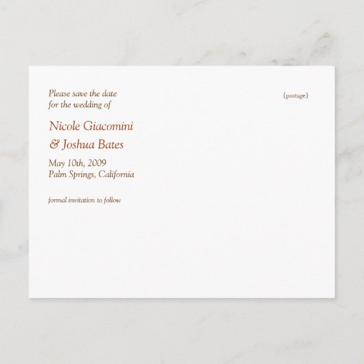 Carte Postale Faire-part Lovebirds sur Branches Enregistrer les dates (Dos)