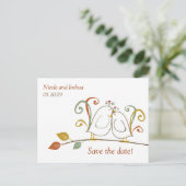 Carte Postale Faire-part Lovebirds sur Branches Enregistrer les dates (Debout devant)