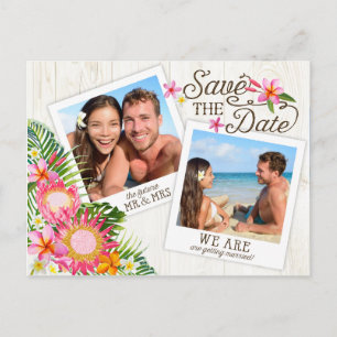 Carte Postale Faire-part Luau Hawaïen Rustique Plage Épargnez la Date