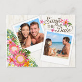 Carte Postale Faire-part Luau Hawaiian Rustic Beach Enregistrer la date (Devant)