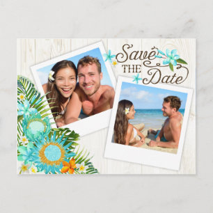 Carte Postale Faire-part Luau Hawaiian Rustic Beach Sauvez la date