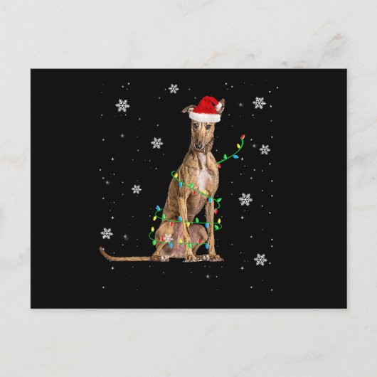 Carte Postale Faire-part Lumière de Noël Whippet Cute Santa Whippet Noël (Devant)