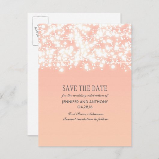 Carte Postale Faire-part lumières à chaîne de pêche élégante enregistrer la (Devant / Derrière)