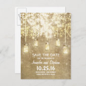 Carte Postale Faire-part lumières à cordes romantiques mason jarres enregis (Devant / Derrière)