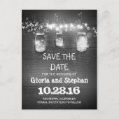 Carte Postale Faire-part lumières & bocaux de mason rustique ENREGISTRER LA (Devant)