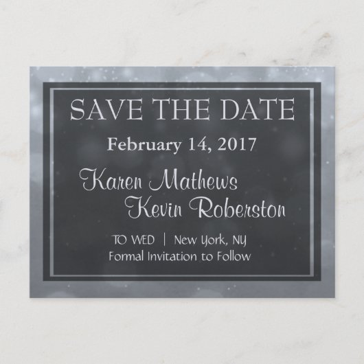 Carte Postale Faire-part Lumières Bokeh Argentées (Devant)