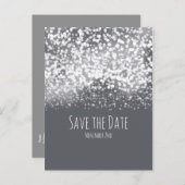 Carte Postale Faire-part Lumières brillantes Gris Argent moderne Enregistre (Devant / Derrière)