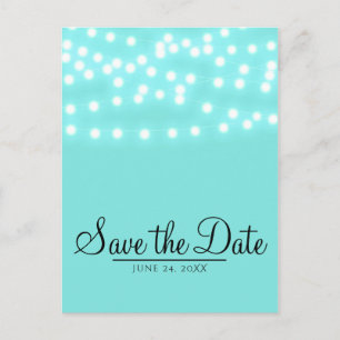 Carte Postale Faire-part Lumières de Chaîne Bleu Turquoise Moderne Sauvegar