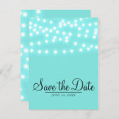 Carte Postale Faire-part Lumières de Chaîne de Bleu de Turquoise Moderne Sa (Devant / Derrière)