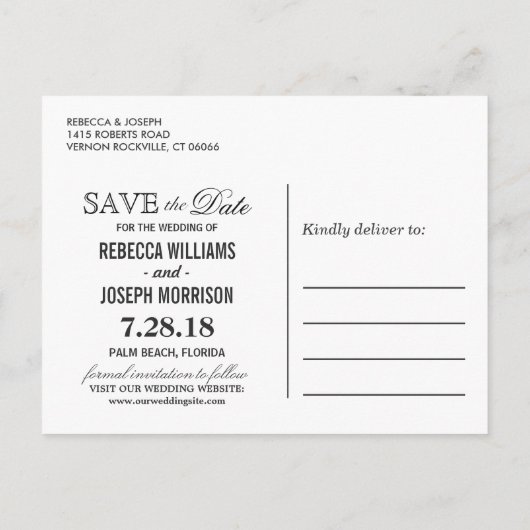 Carte Postale Faire-part Lumières de chaîne de Palm Beach Mariage Enregistr (Dos)