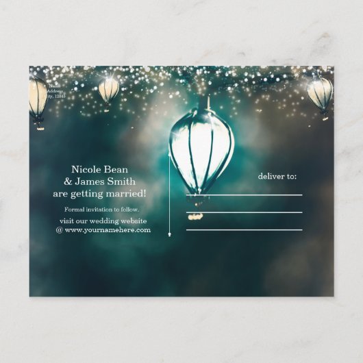 Carte Postale Faire-part Lumières de Chaîne d'Été Enchantées Sauvegarder la (Dos)