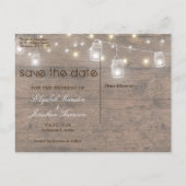 Carte Postale Faire-part Lumières de corde de pot de maçon rustique Photo Z (Dos)