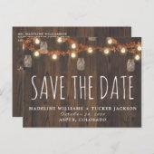 Carte Postale Faire-part Lumières de fée rustiques d'automne et feuilles Sa (Devant / Derrière)