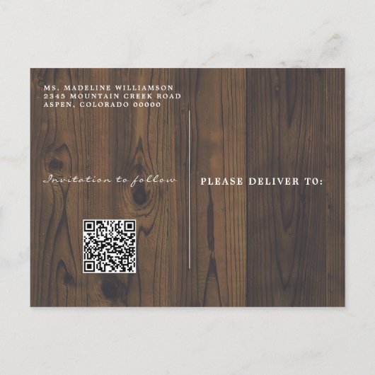 Carte Postale Faire-part Lumières de fée rustiques d'automne et feuilles Sa (Dos)