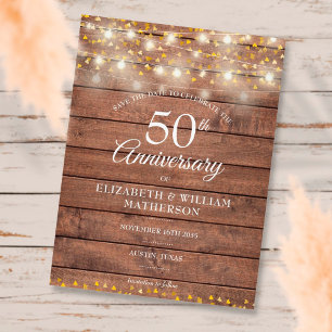 Carte Postale Faire-part Lumières de guirlande pour 50e anniversaire de mar
