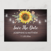 Carte Postale Faire-part Lumières de jarre en bois de tournesol rustique Sa (Devant)