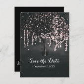 Carte Postale Faire-part Lumières de l'arbre en mousse de nuit rustique Enr (Devant / Derrière)