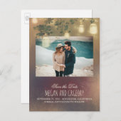 Carte Postale Faire-part Lumières de pot en verre Mason arbre rustique Phot (Devant / Derrière)