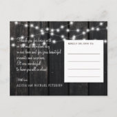 Carte Postale Faire-part Lumières d'hiver grange bois photo mariage merci (Dos)