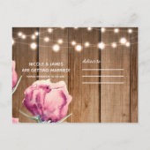 Carte Postale Faire-part Lumières Guirlandes et Fleurs de Campagne Grange S (Dos)