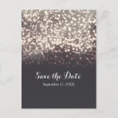 Carte Postale Faire-part Lumières scintillantes Mariage gris romantique Dat (Devant)
