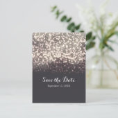 Carte Postale Faire-part Lumières scintillantes Mariage gris romantique Dat (Debout devant)