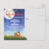 Carte Postale Faire-part Lune Étoilée Renard Bleu Unique Enregistrer la Dat (Dos)