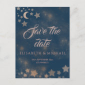 Carte Postale Faire-part Lune romantique céleste et calligraphie étoiles (Devant)