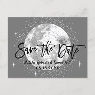 Carte Postale Faire-part Lune romantique & Étoiles Mariage Enregistrer la d