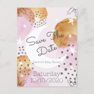 Carte Postale Faire-part Lune Rose Sauver La Date