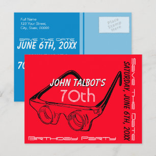 Carte Postale Faire-part Lunettes 3D 70e anniversaire Enregistrer la date