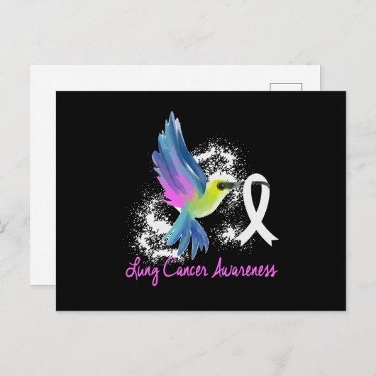 Carte Postale Faire-part Lung Awareness Pearl Ribbon (Devant / Derrière)