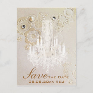 Carte Postale Faire-part lustre à tourbillons mariage vintage save the date
