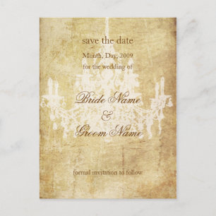 CARTE POSTALE FAIRE-PART LUSTRE ENREGISTRER LA DATE/PARCHEMIN FAUX VINTAGE