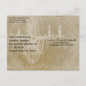 Carte Postale Faire-part Lustre Or Noir et Blanc Damassé en Distress (Dos)