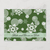 Carte Postale Faire-part Luxe Snowflakes Winter Green Save date card (Devant)