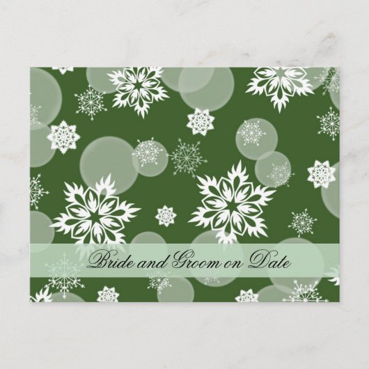 Carte Postale Faire-part Luxe Snowflakes Winter Green Save date card (Devant)