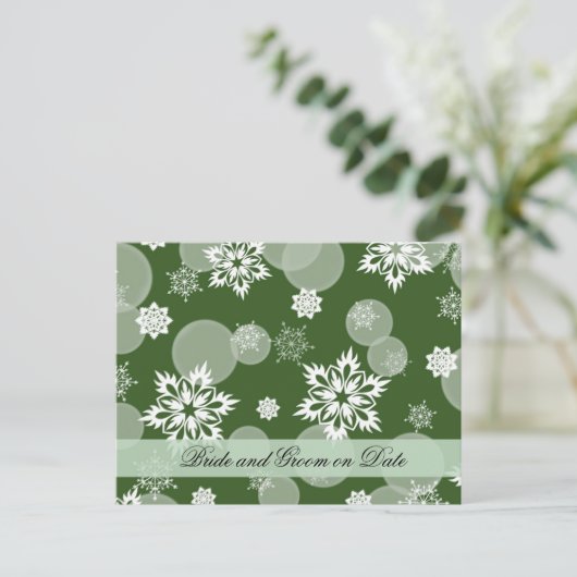 Carte Postale Faire-part Luxe Snowflakes Winter Green Save date card (Debout devant)