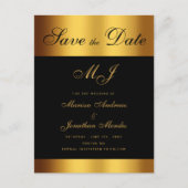Carte Postale Faire-part Luxury Black Gold Script Wedding Enregistrer la da (Devant)