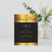 Carte Postale Faire-part Luxury Black Gold Script Wedding Enregistrer la da (Debout devant)