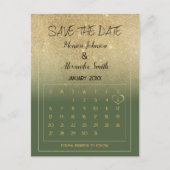 Carte Postale Faire-part Luxury Mint Gold Glitter Calendar Save the Date  (Devant)