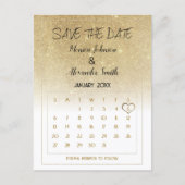 Carte Postale Faire-part Luxury White Gold Glitter Calendar Save the Date  (Devant)