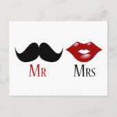 Carte Postale Faire-part M. et Mme noirs de moustache de guidon (Devant)