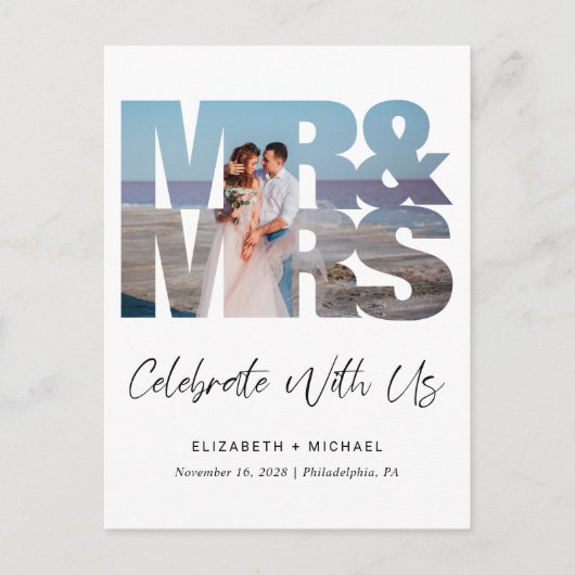 Carte Postale Faire-part M. Mme Réception de mariage photo (Devant)