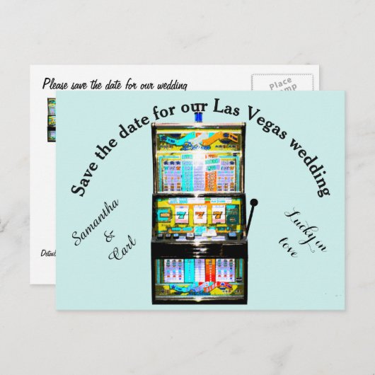 Carte Postale Faire-part Machine à sous Enregistrer la date (Devant / Derrière)