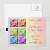 Carte Postale Faire-part Macro Rainbow Mariage Rose Enregistrer La Date (Devant / Derrière)
