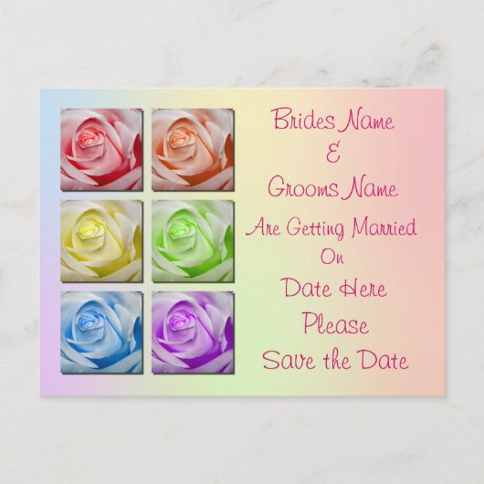 Carte Postale Faire-part Macro Rainbow Mariage Rose Enregistrer La Date (Devant)